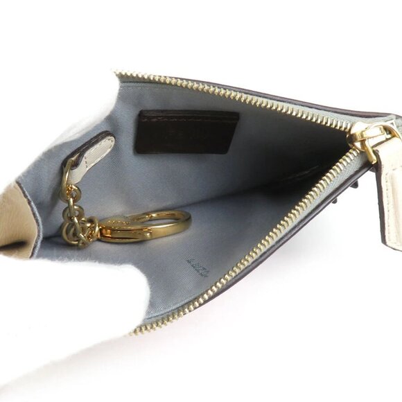 Auth FENDI Monster Coin Purse Case Pink/Gray/Off White Leather/Goldtone - Picture 6 of 10